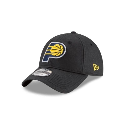 Black Indiana Pacers Hat - New Era NBA Waxed Canvas 9TWENTY Adjustable Caps USA6910235